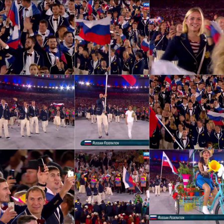 Сборная России приняла участие в параде атлетов на церемонии открытия Олимпиады в Рио