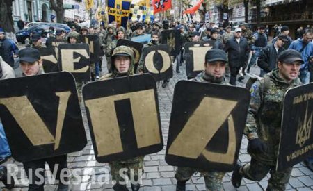 Украинские неонацисты под охраной полиции провели марш в честь дивизий СС (ВИДЕО)