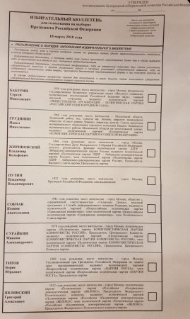 ЦИК утвердила текст избирательного бюллетеня на президентских выборах