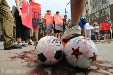 Консульство России в Одессе закидали «кровавыми мячами» (ФОТО)