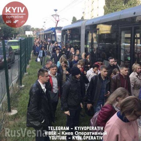 В Киеве встали скоростные трамваи (ФОТО)