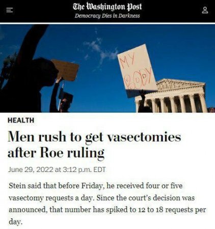 В США мужчины спешат сделать вазэктомию после решения Roe